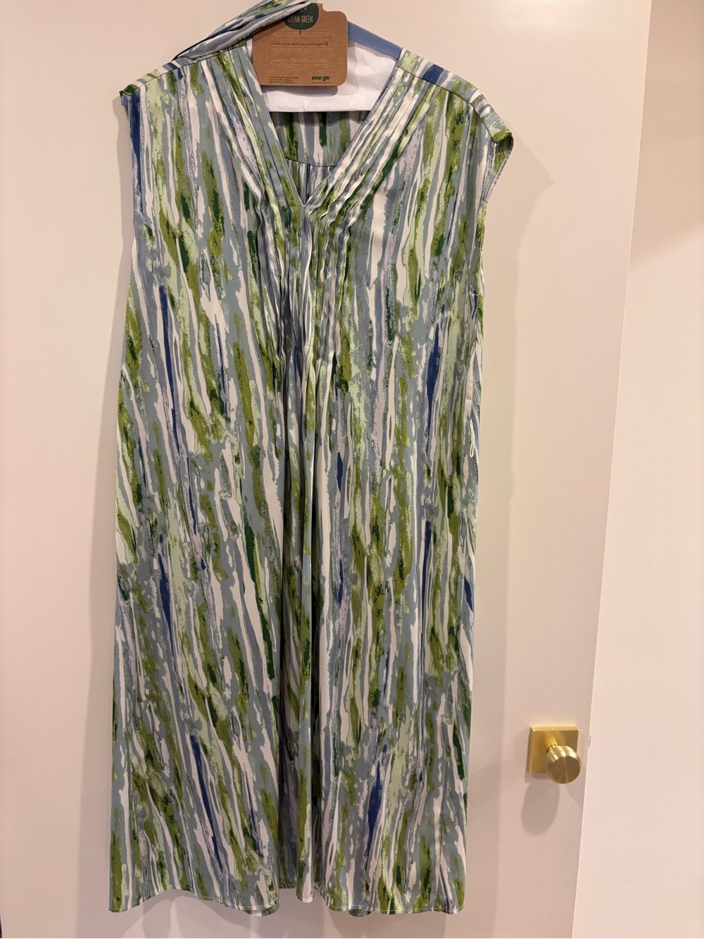 Banana Republic Blue & Green Brushstroke Silk Dress